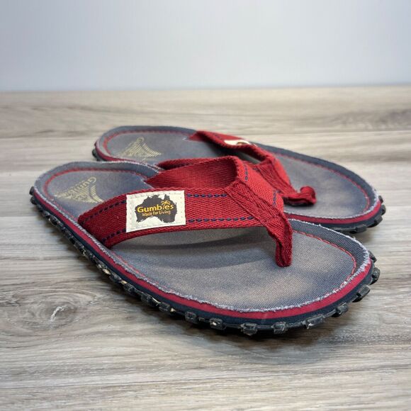 GUMBIES Islander Flip Flop Sandals Beach Thong Flat Red Women Size 7 Mens 6 - Picture 1 of 9